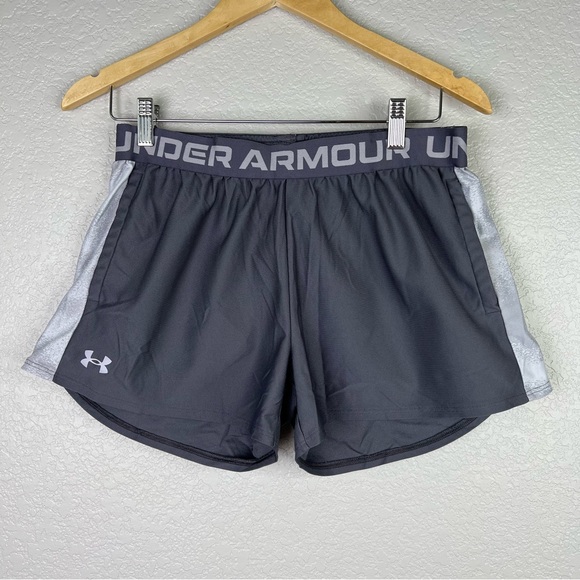 Under Armour Women's Charcoal and Silver Athletic Running Shorts - Picture 1 of 10